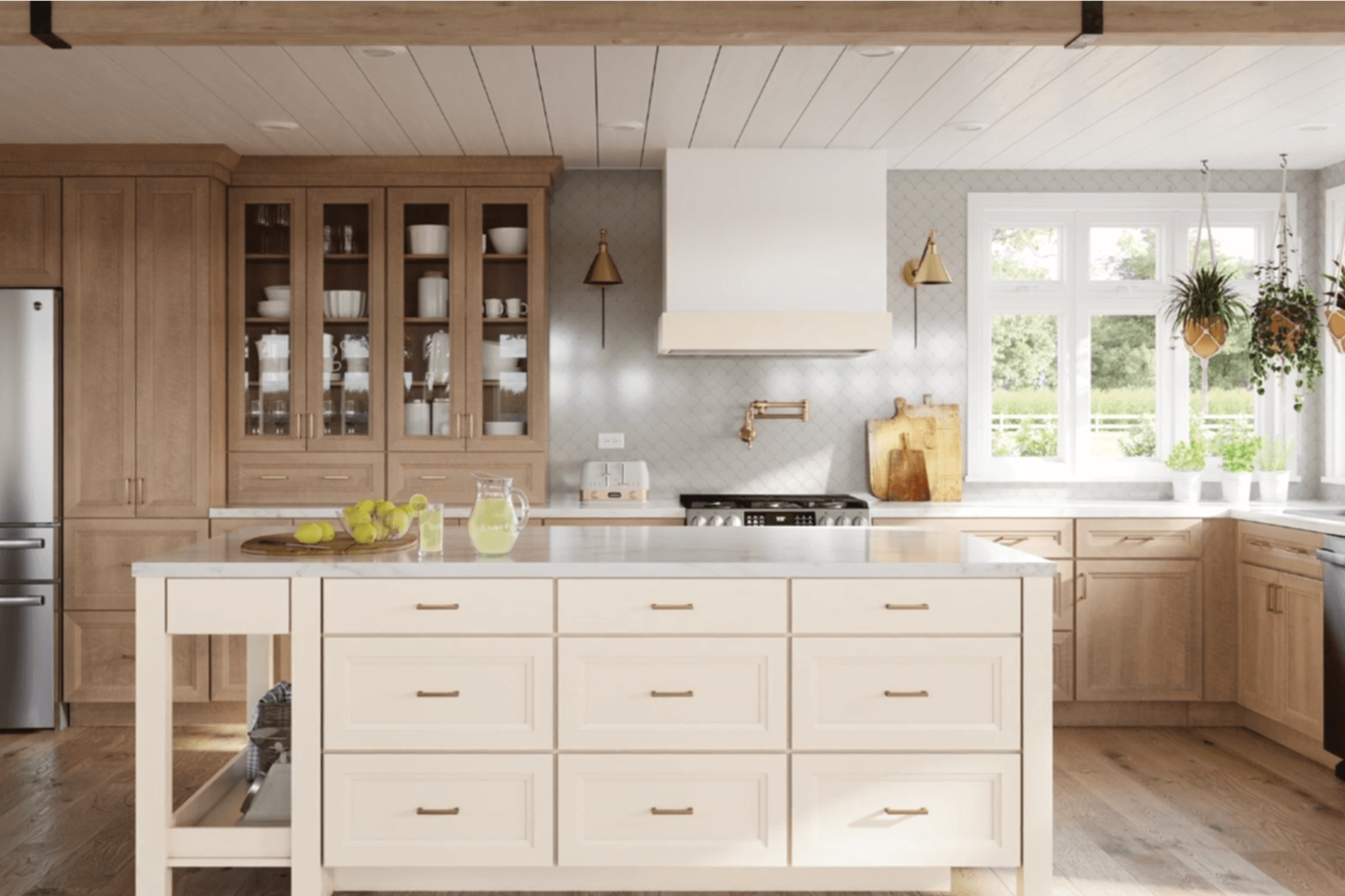 Kitchen design & color trends for 2023 and 2024 showing new kitchen cabinets and countertop, available from Lumberjack's Kitchen and Baths, serving Cleveland, Akron, Canton and all of northeast Ohio in new kitchen design, kitchen updates and kitchen cabinetry.