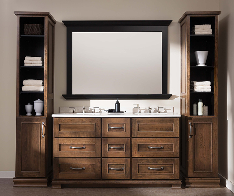 Solid wood, beautiful bathroom vanities available at Lumberjack's Kitchens in Baths in Akron OH